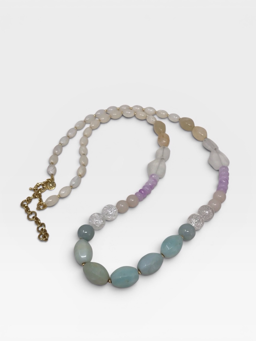 Talbots Pastel Multi-Stone Beaded Necklace with Gold Blue Pink Green Beads